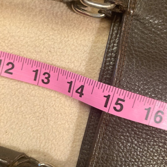 J. Crew Italian soft pebbled  chocolate leather tote bag with strap and pocket - Picture 16 of 16